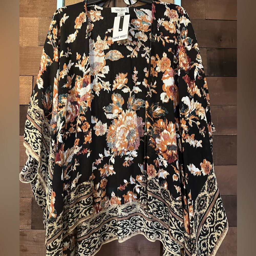 Nine West Floral Kimono *Buyers Choice* NWT Black, Cream or Navy, OSFM - Picture 9 of 13
